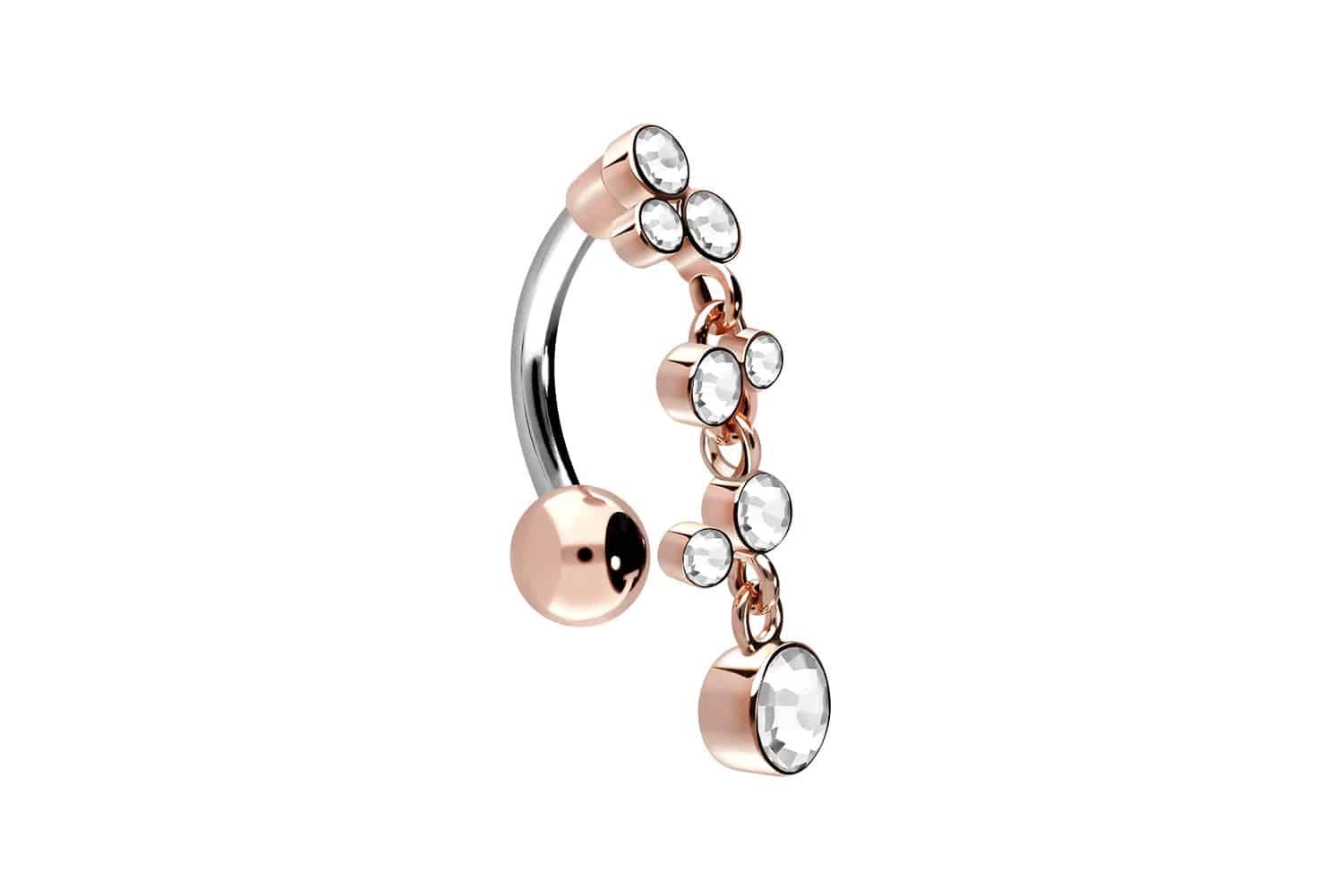 Bauchnabelpiercing Titan Bananabell mit 925er Silber Design KRISTALLANHÄNGER