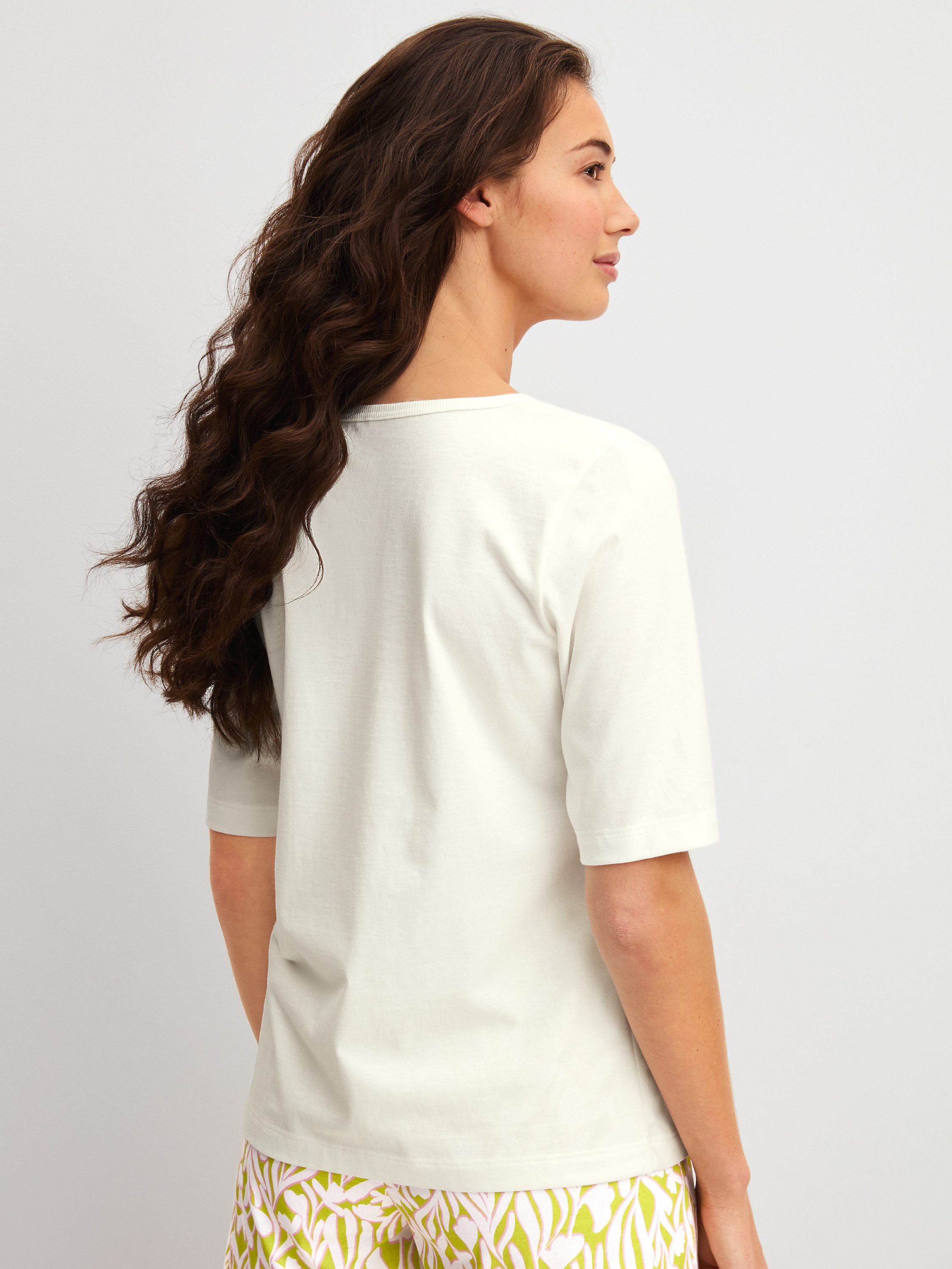 CALIDA Langarmshirt Late Bloom M&M Damen (1-tlg) seidig glatt, atmungsaktiv, V-Ausschnitt