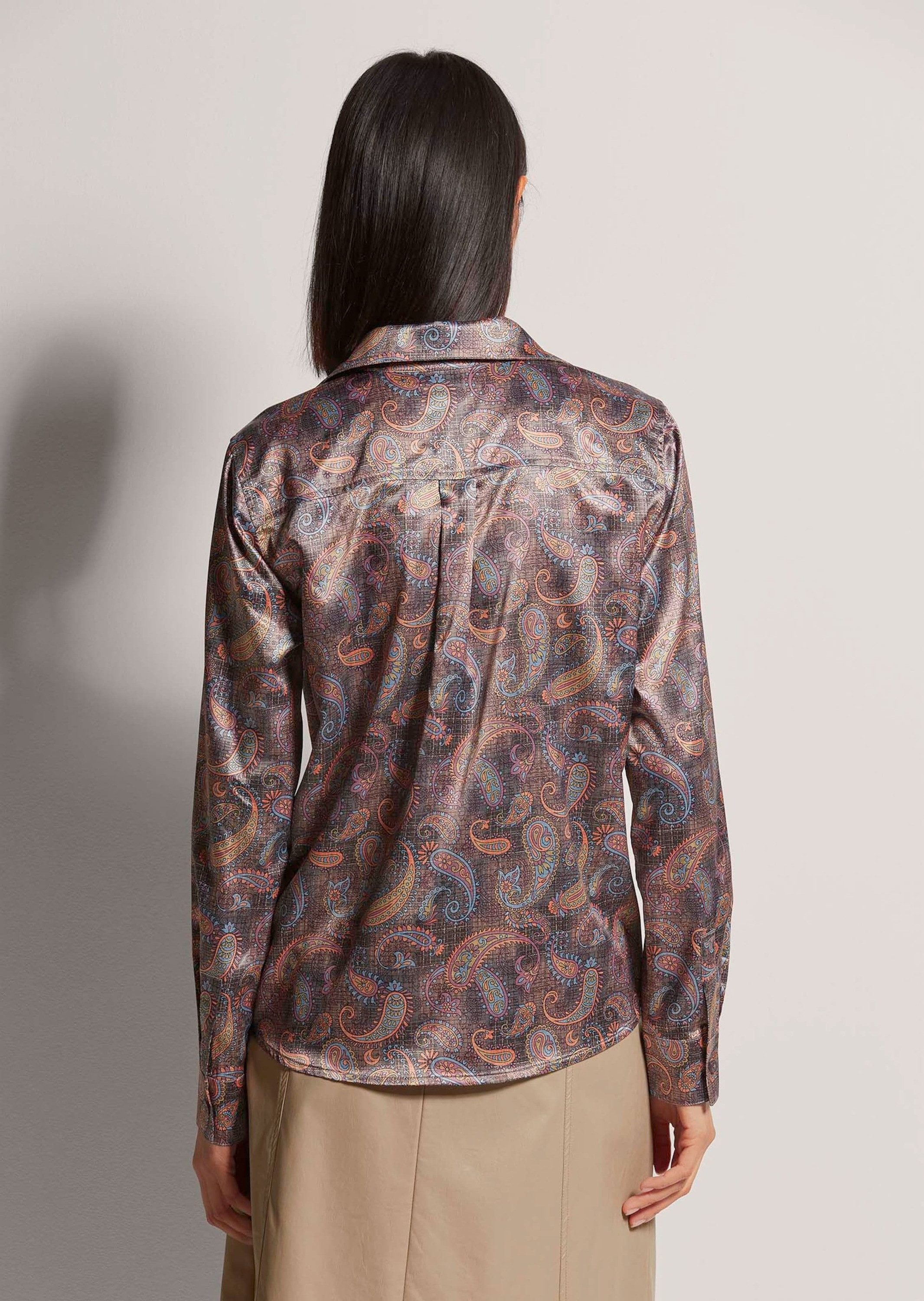 MADELEINE Langarmbluse Satinbluse mit Knopfmanschetten