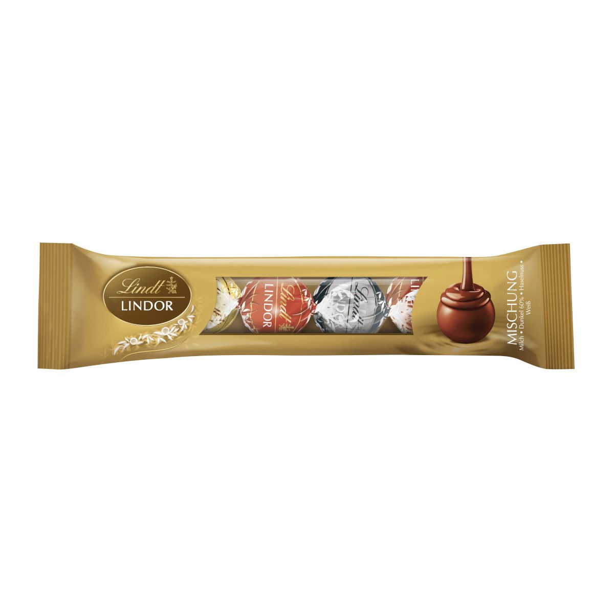 LINDT Schokolade, Lindt Lindor Mischung 4er Stange beliebte Lindor Sorten Packung 50g