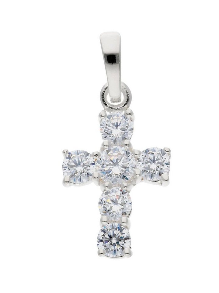 Adelia´s Kettenanhänger 925 Silber Kreuz Anhänger, mit Zirkonia  Silberschmuck für Damen & Herren, Mit Liebe gefertigt aus: 925 Sterling  Silber