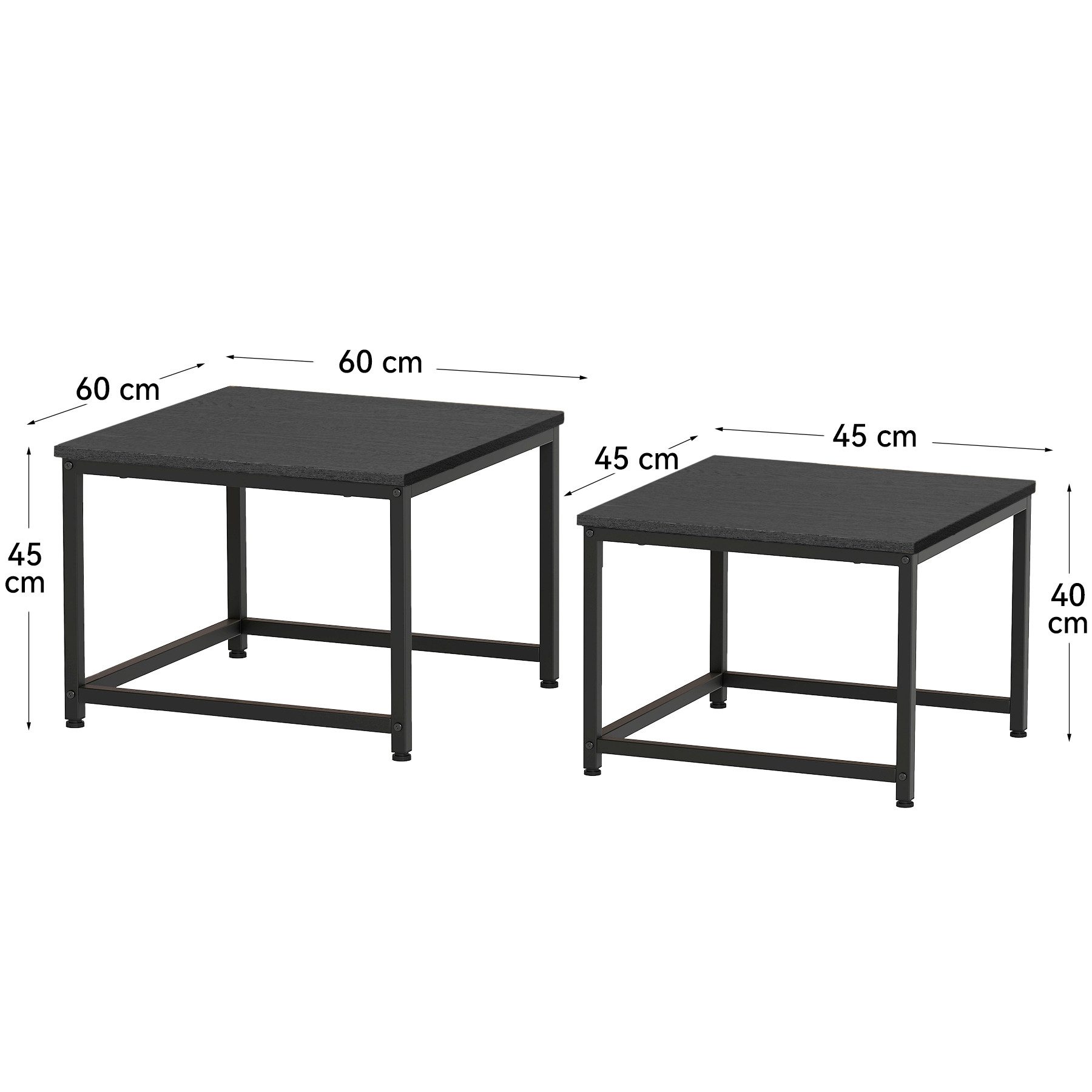 HawthyHome Couchtisch 2er-Set quadratischer Wohnzimmertisch aus Holz mit Metallgestell (2-St), moderner Beistelltisch für Wohnzimmer und Schlafzimmer, platzsparend