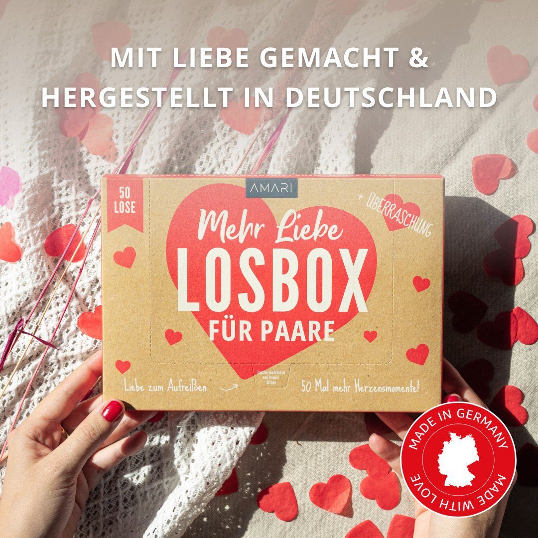 Amari Geschenkbox Losbox 50 Lose für Paare für gemeinsame Momente Geschenkidee, Jahrestag, Valentinstag, Geburtstag, Weihnachten