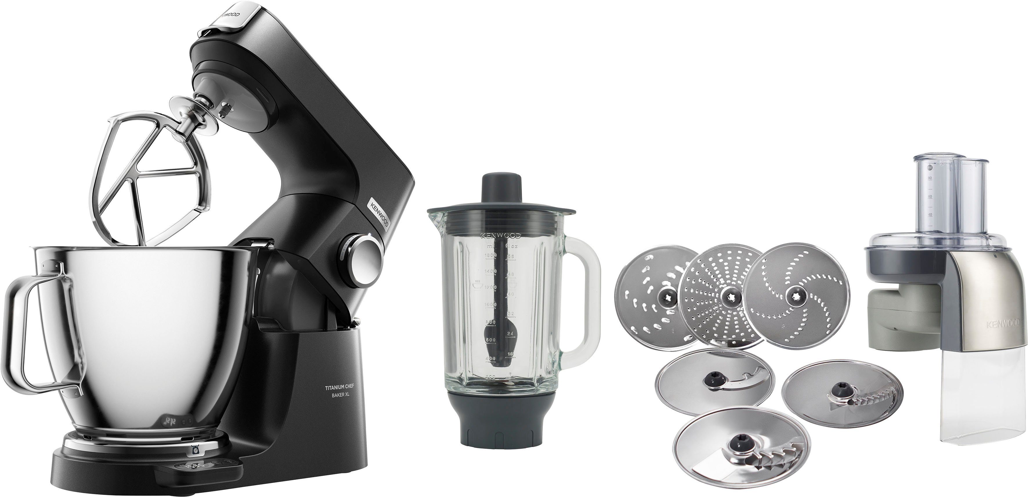 Chef KVL85.004BK, W, Wert 7 XL Küchenmaschine Titanium 1200 Gratis KENWOOD Zubehör, UVP Baker 319,-\