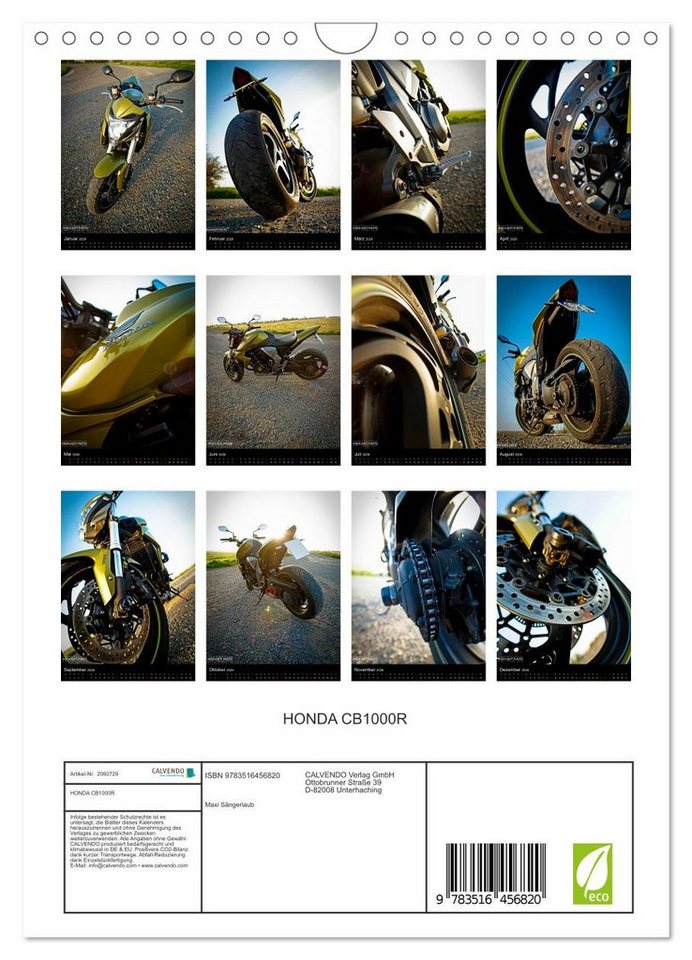Thumbnail - CALVENDO Wandkalender HONDA CB1000R (Wandkalender 2026 DIN A4 hoch), CALVENDO Monatskalender