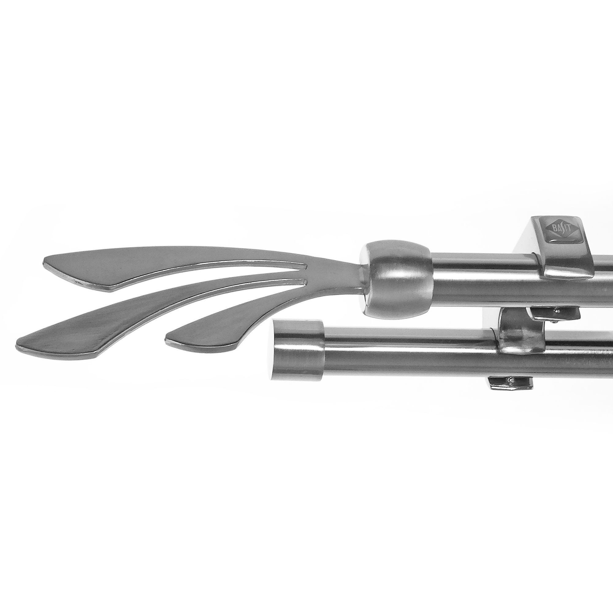 BASIT Gardinenstange Edelstahloptik 20mm mit Deckenträgern 400 cm E84, Ø 20 mm, 2-läufig, verschraubt, Metall, D60RR 400 cm E84 Schweif