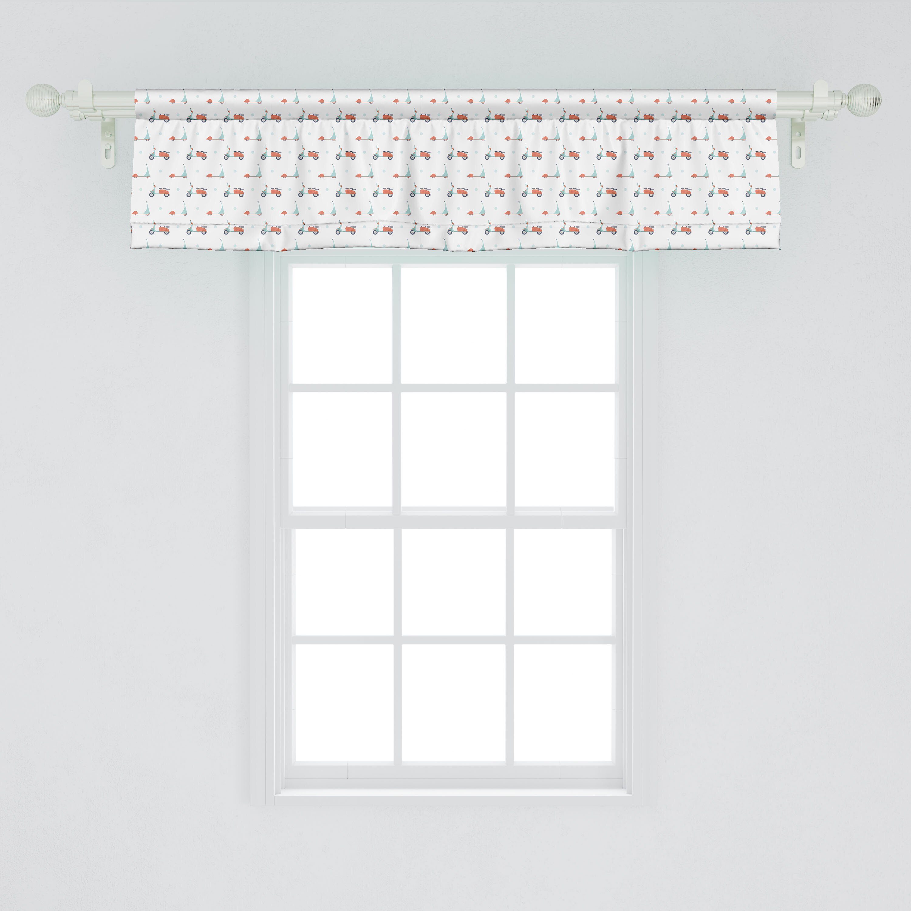 Scheibengardine Vorhang Abakuhaus, Volant Stangentasche, Microfaser, Motorrad mit Dekor Küche Schlafzimmer Mofa-Roller für