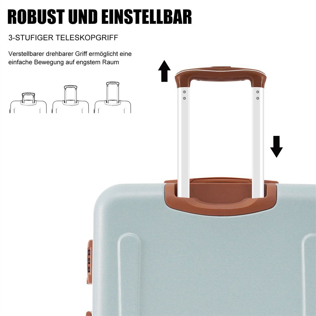 Hartschalen-Koffer,Rollkoffer,Reisekoffer,66*44*26.5cm,hellgrün+braun Koffer DÖRÖY