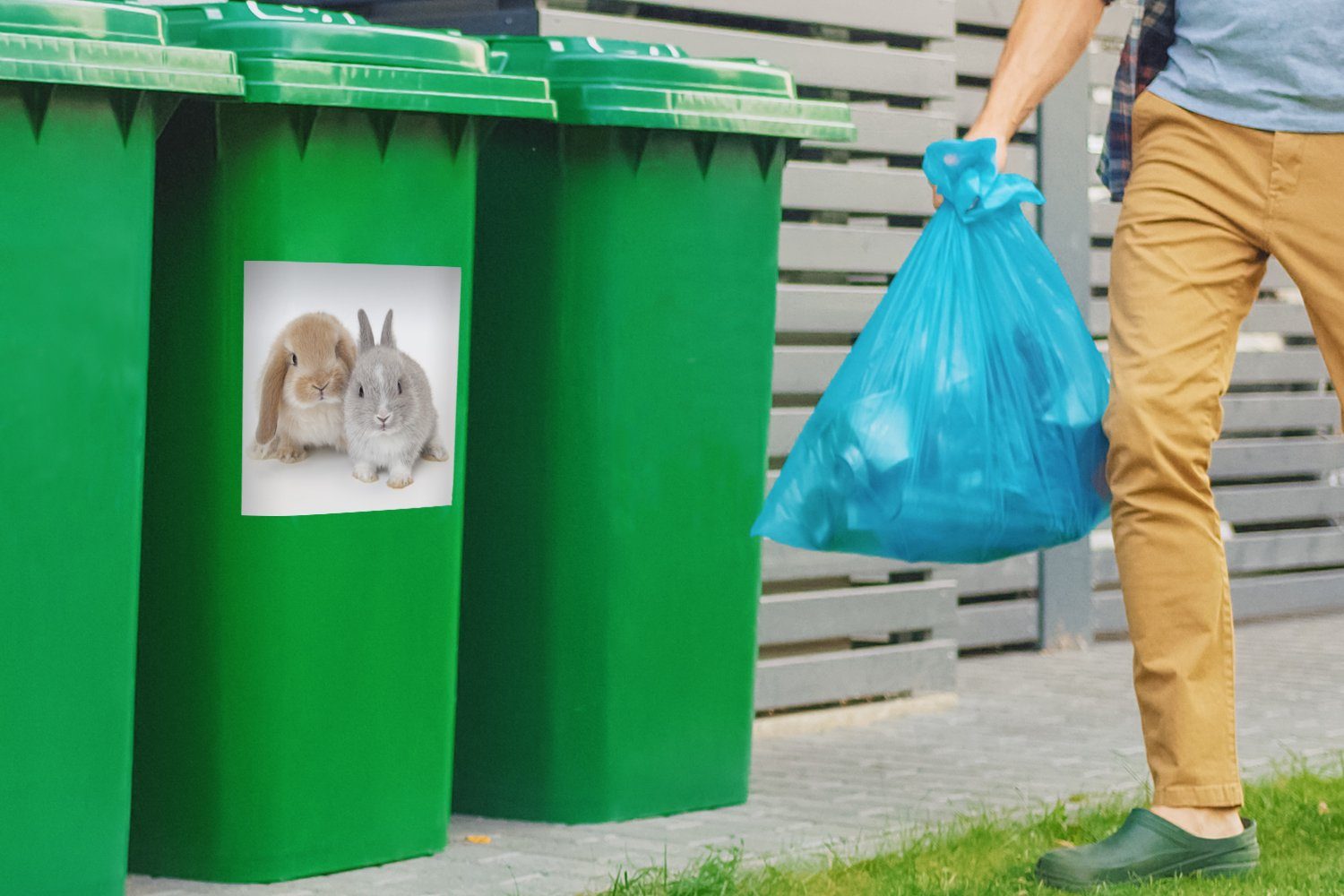 - Fell - St), Mülleimer-aufkleber, Wandsticker Kaninchen Abfalbehälter Container, MuchoWow Mülltonne, Weiß (1 Sticker,