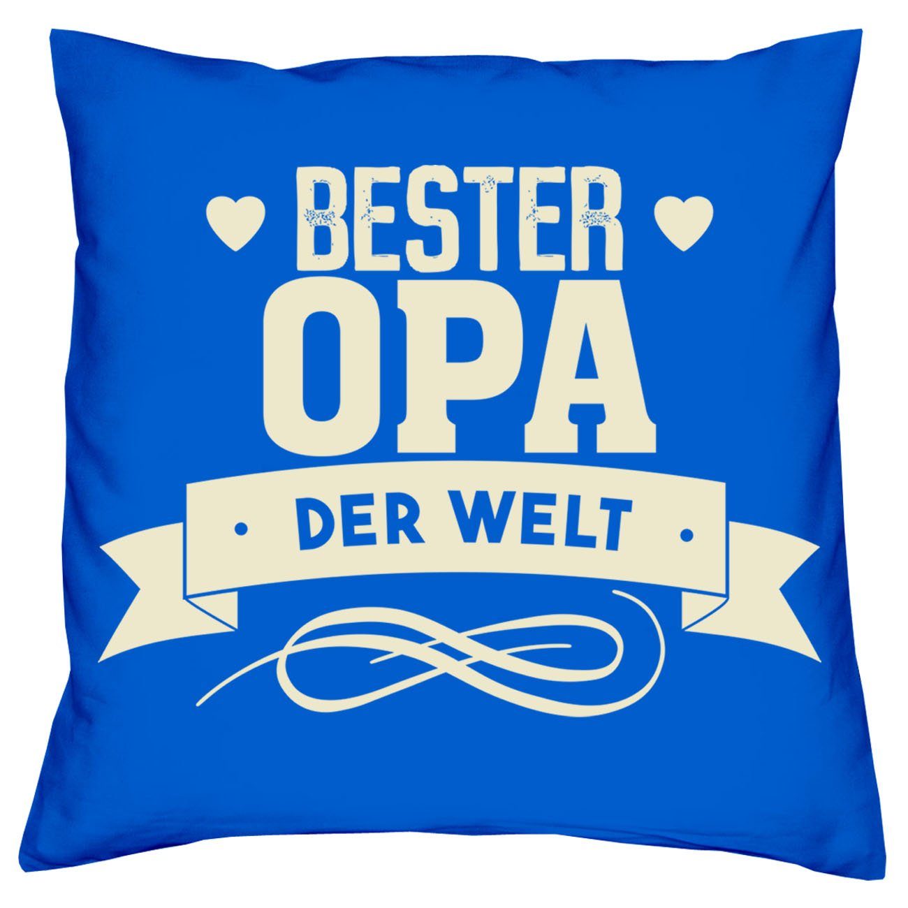 Soreso® Dekokissen Kissen-Set Bester Großeltern Opa der Urkunden, Weihnachtsgeschenk der Welt royal-blau für Welt Oma mit Beste