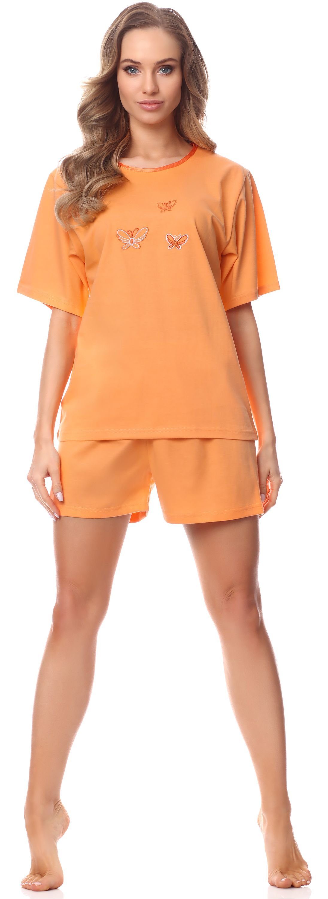 Damen (Kurzarm) Style Kurzarm Schlafanzug 91LW1 Orange Schlafanzug Merry