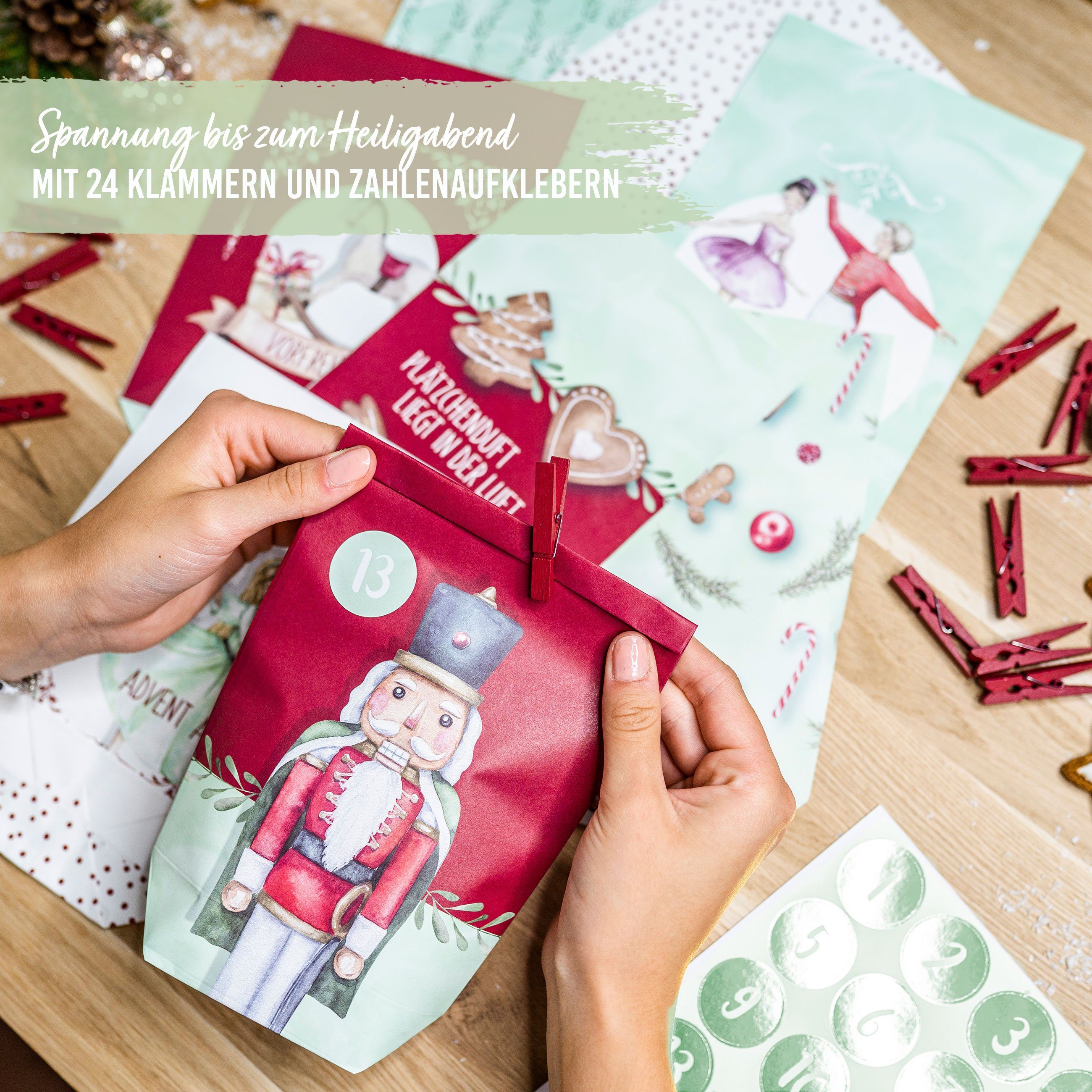 PAPIERDRACHEN befüllbarer Adventskalender Adventskalender mit bedruckten Tüten, Adventskalender zum selber befüllen – Bild 5 von 5