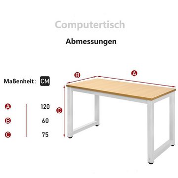 JOIVI Schreibtisch, Computertisch Bürotisch Arbeittisch, PC-Tisch (mit Metallrahmen, 1 Tisch), für Büro, Arbeitzimmer