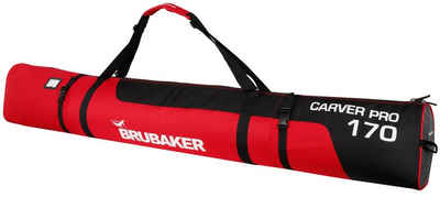BRUBAKER Skitasche Carver Pro XP Ski Tasche - Rot Schwarz (1-tlg., reißfest und schnittfest), gepolsterter Skisack mit Zipperverschluss und Rucksacksystem