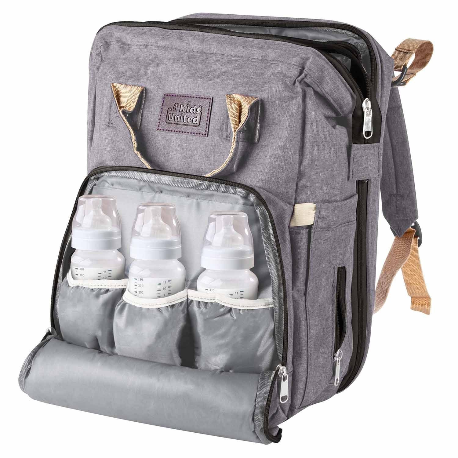all Kids United Wickelrucksack 2in1 Wickelrucksack mit Babybett integriert, Wickelauflage & Reise Set (Set, Baby-Rucksack, Wickelauflage, integriertem Babybett, Kinderwagen-Haken)