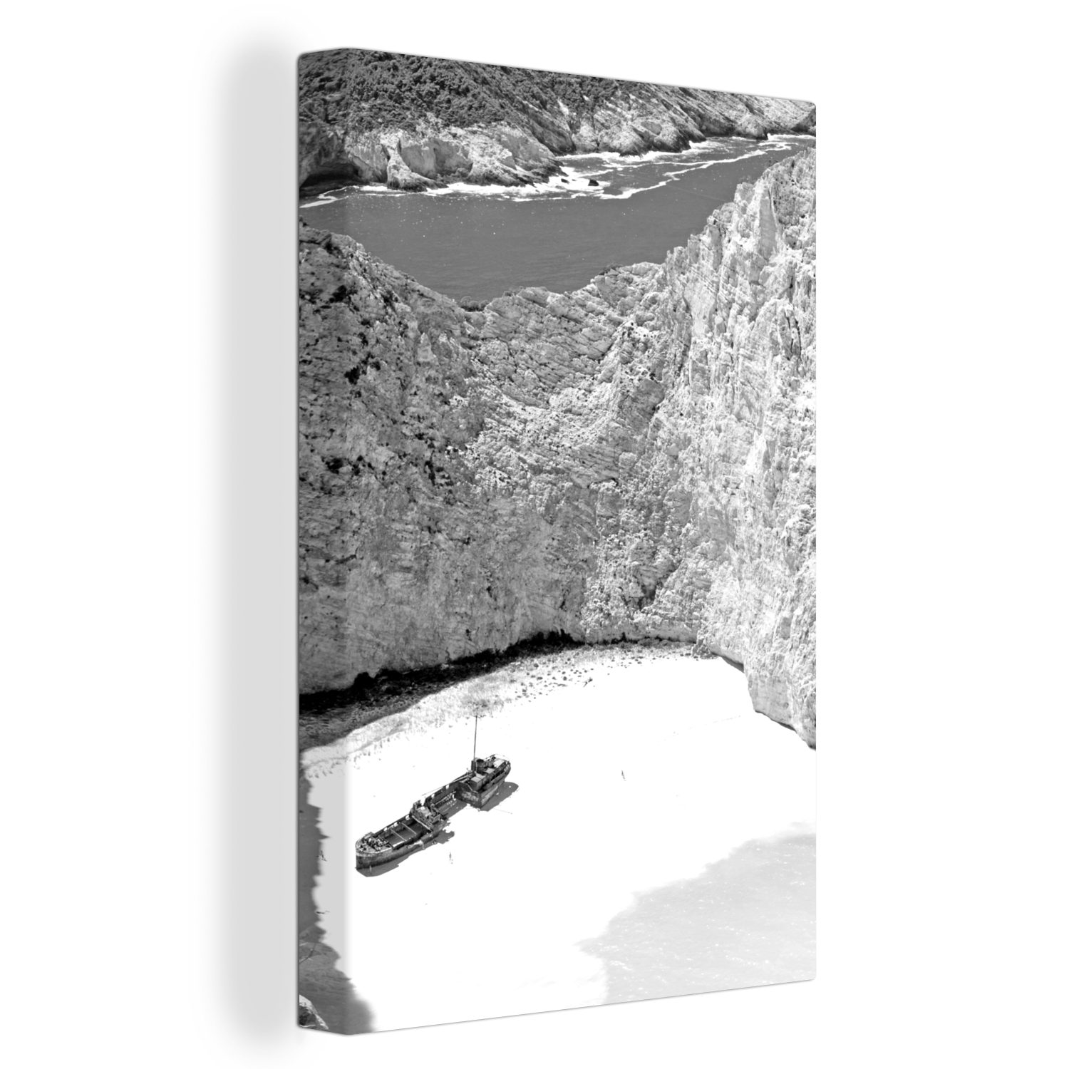 cm Luftaufnahme OneMillionCanvasses® St), 20x30 -, Beach Leinwandbild fertig inkl. mit Schiffswrack einem Leinwandbild von alten Zackenaufhänger, Navagio Gemälde, (1 bespannt