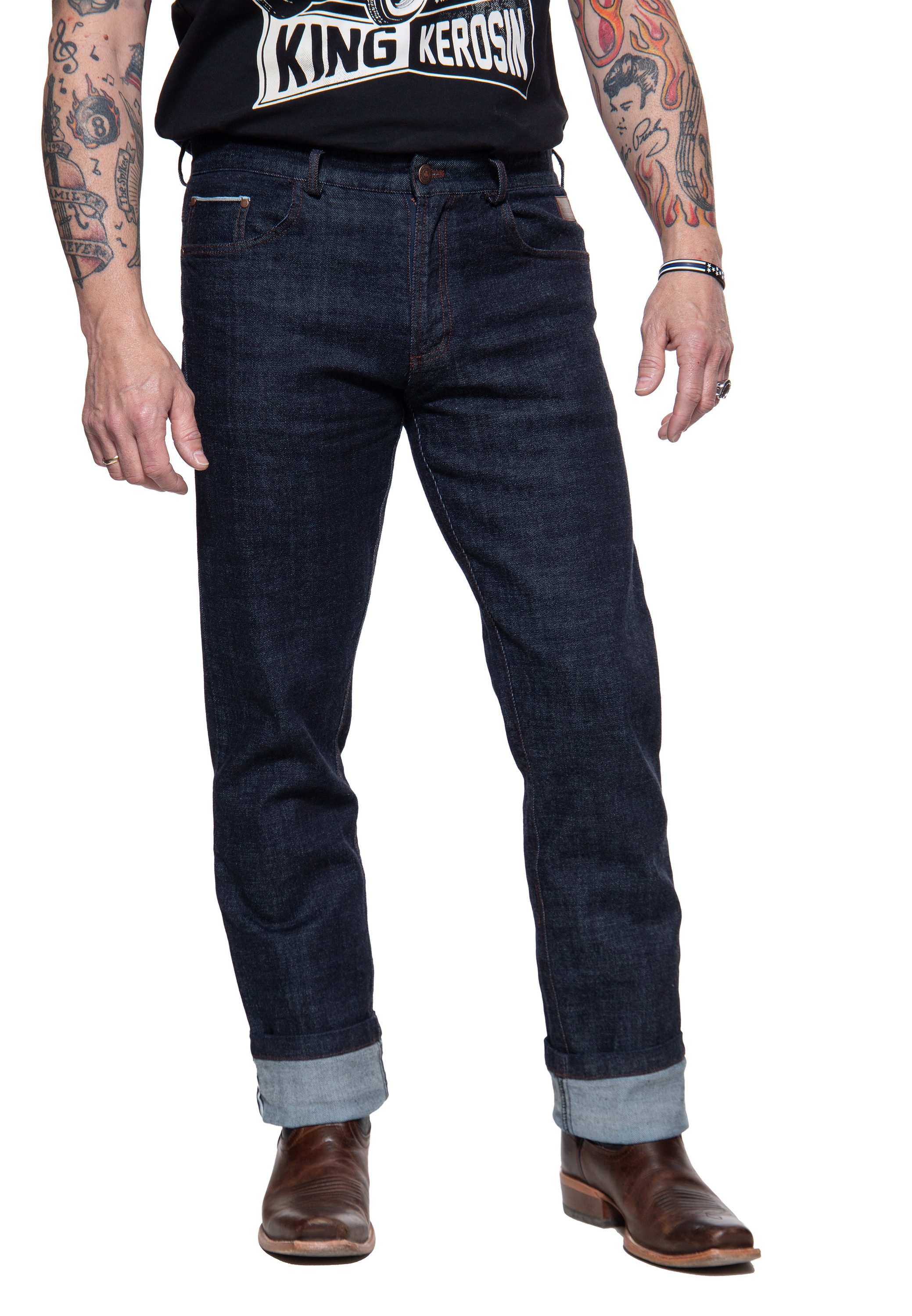 KingKerosin Gerade Jeans Robin mit Cinch-Back