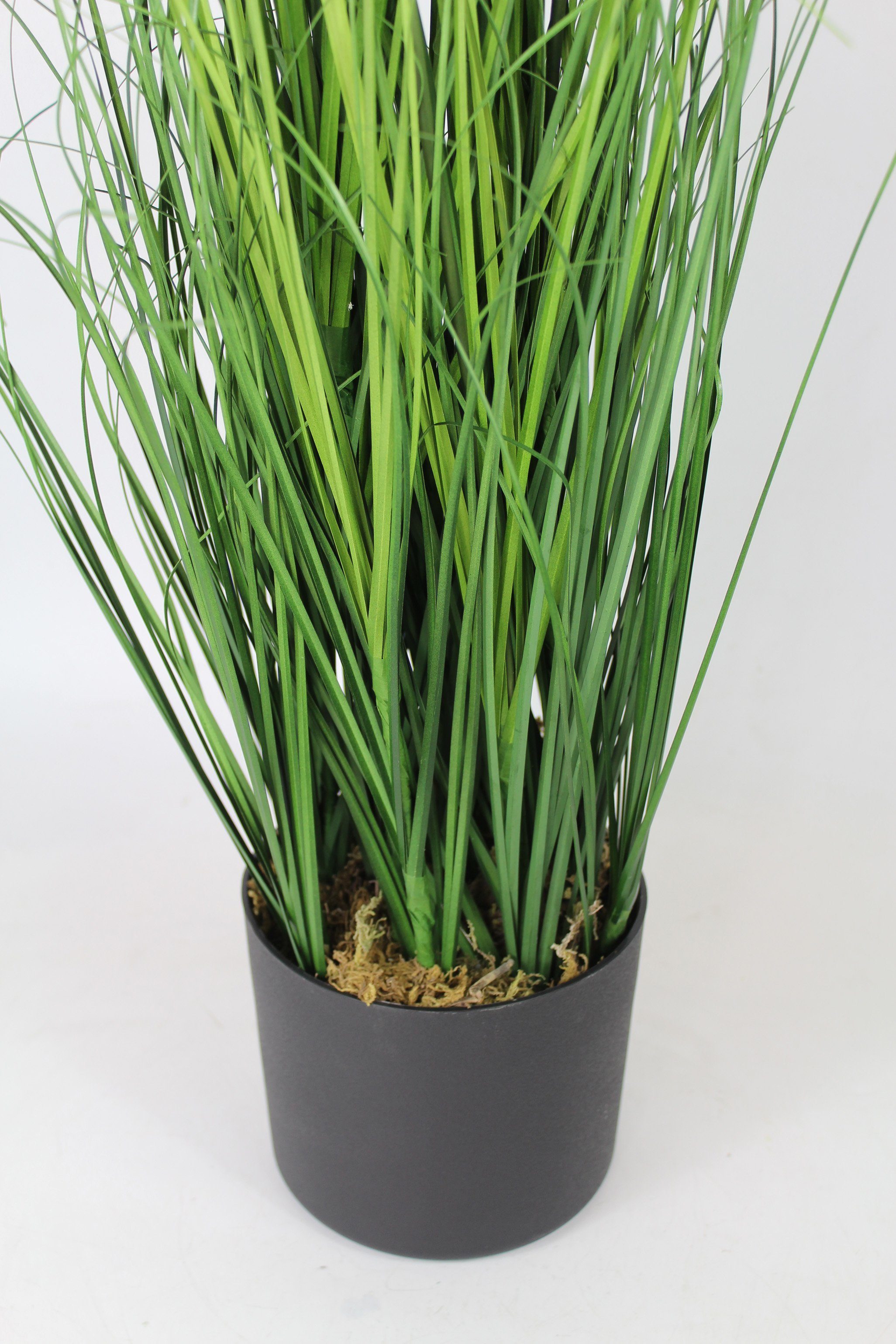 Kunstgras Kunstgras Dekogras 90 cm mit weißen Blüten Kunstpflanze Dekoration Gras, Arnusa, Höhe 90 cm, wie echt mit schweren Topf
