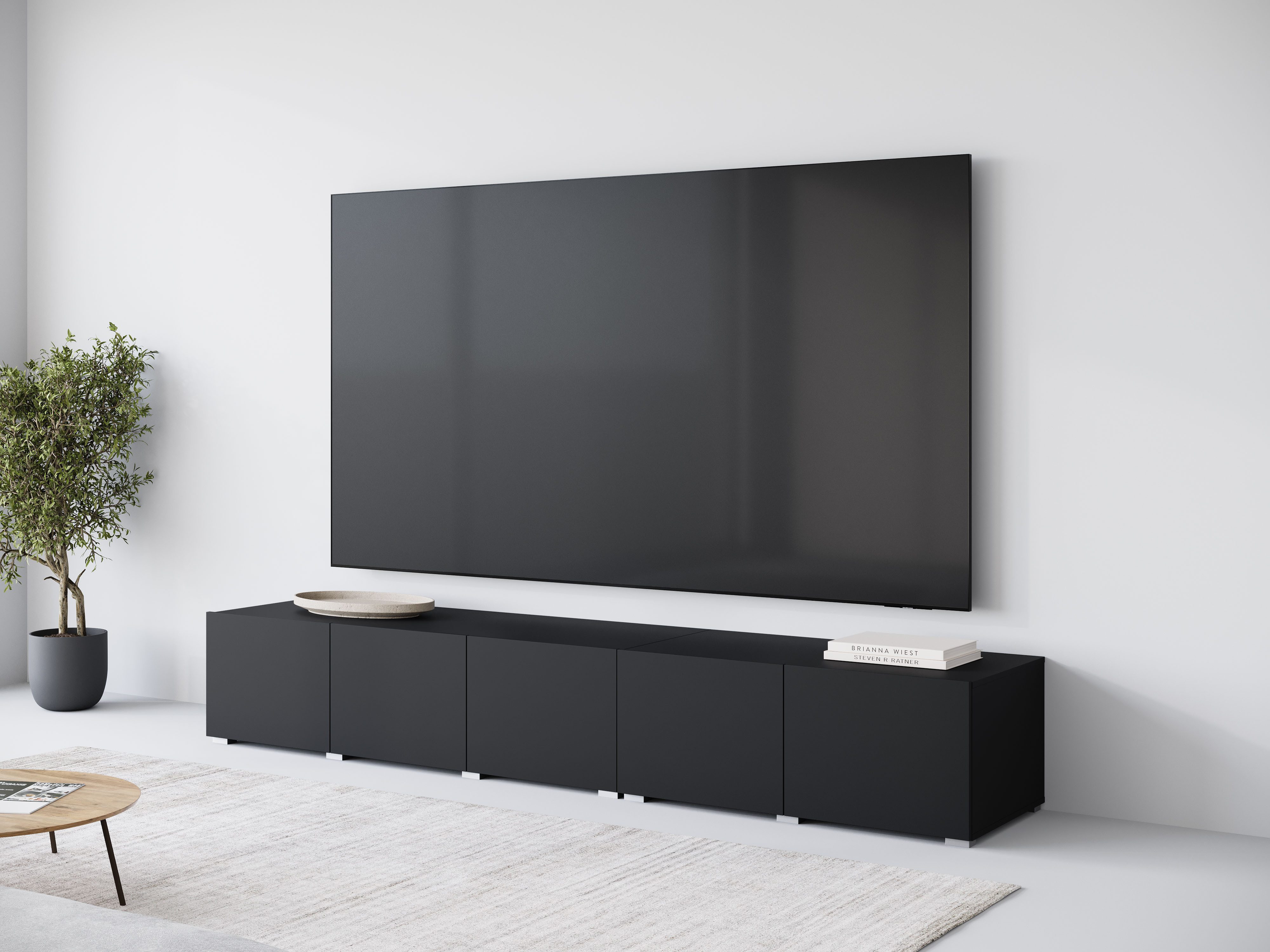 OTTO home Lowboard Denver 250 cm für bis zu 98-Zoll TVs - Weltmeisterschaft im XXL Format, Wahlweise mit oder ohne offenes Fach in der Mitte