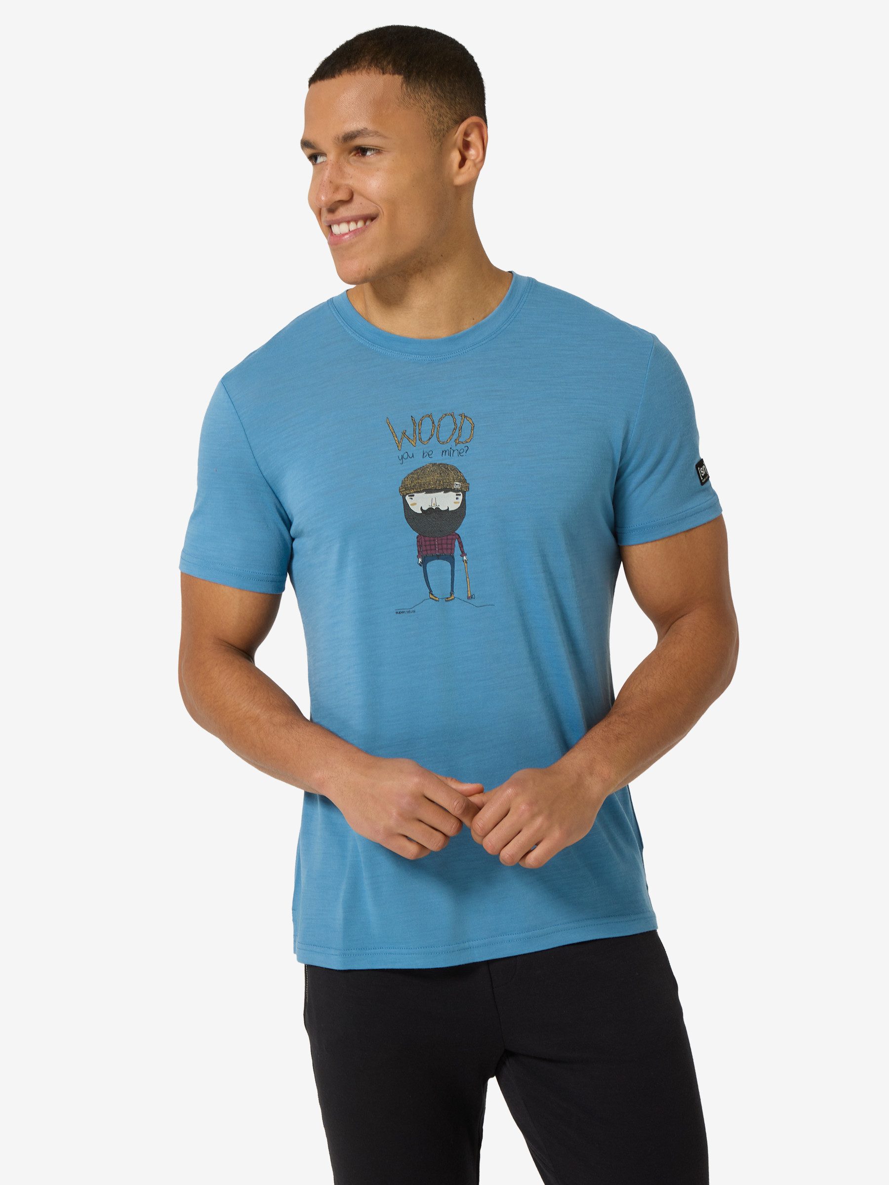 SUPER.NATURAL T-Shirt für Herren,Merino M WOOD CRAFTI TEE mit Aufdruck, autmungsaktiv