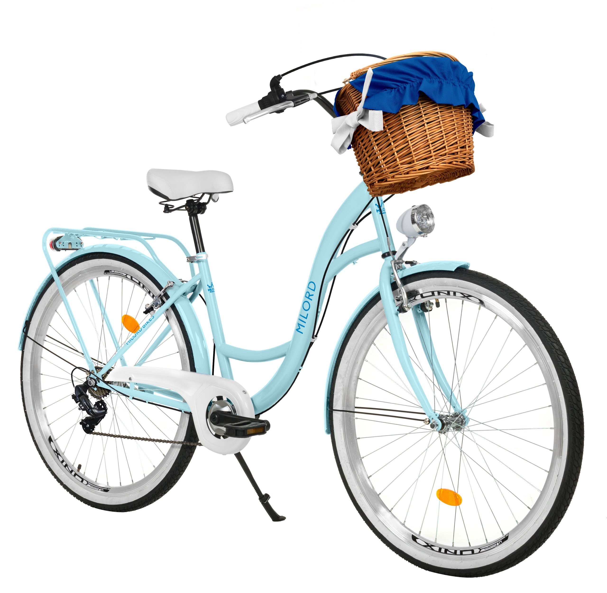 MILORD BIKES Cityrad »Milord Komfort City Fahrrad mit Weidenkorb Retro Damenfahrrad, 28/26 Zoll