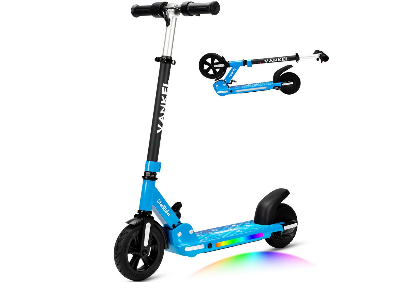 Vankel Elektro-Kinderroller ab 6 Jahren, klappbar, höhenverstellbar, für ca. 110-160cm, 14km/h, E Scooter für Kinder, faltbar, nur 6,5kg