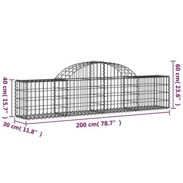 vidaXL Blumentopf Gabione mit Hochbogen 200x30x40/60 cm Verzinktes Eisen (1 St)