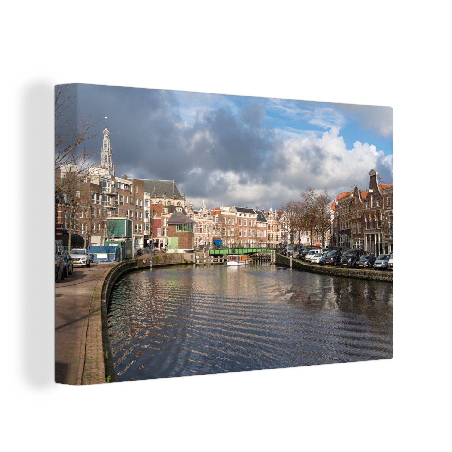 OneMillionCanvasses® Leinwandbild Kanal - Wasser - Haarlem, (1 St), Wandbild Leinwandbilder, Aufhängefertig, Wanddeko, 30x20 cm