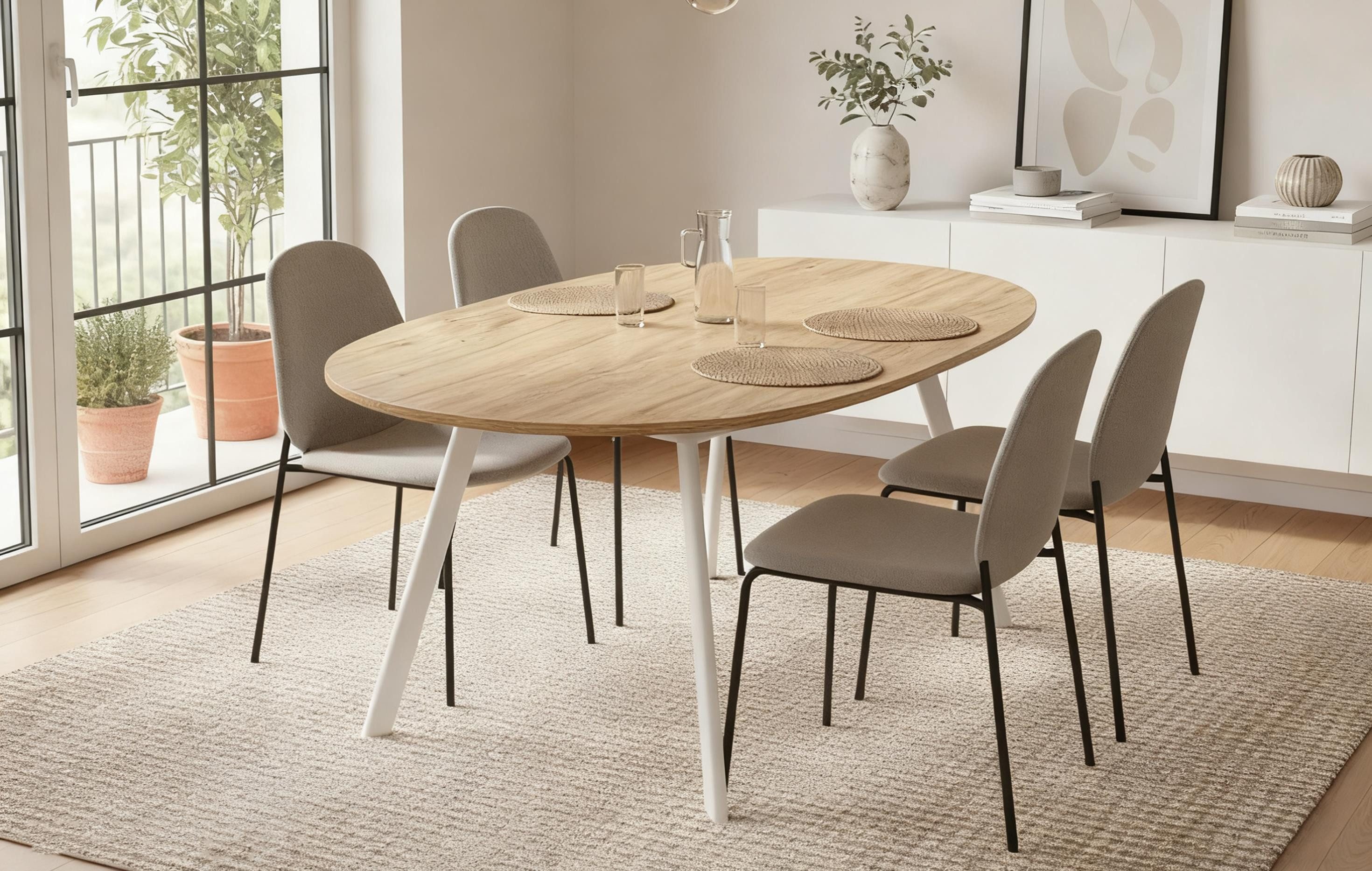 B&D home Esstisch TILL, Metallgestell schwarz oder weiß, ausziehbar 120-160cm, 4-6 Personen