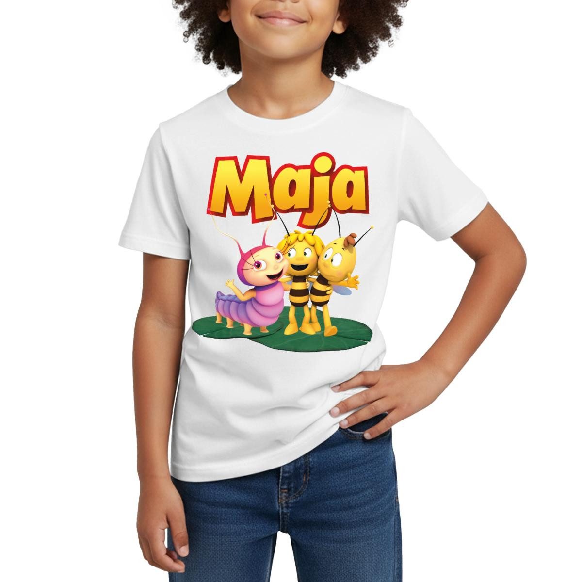 Spreadshirt T-Shirt Biene Maja mit Willi und Raupe Ulla Kinder T-Shirt (1-tlg) Fällt klein aus. Wir empfehlen, eine Größe größer zu bestellen.