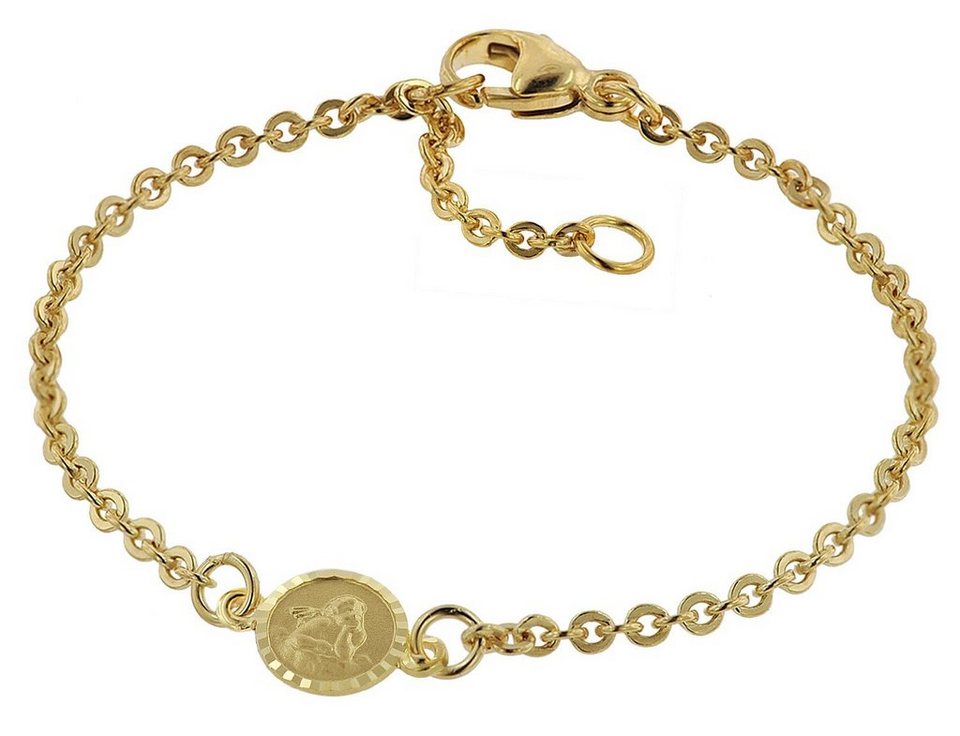 trendor Gliederarmband für Babys 333 Gold/8 Kt mit Engel-Plakette 14 cm,  Schließe: Karabinerverschluss