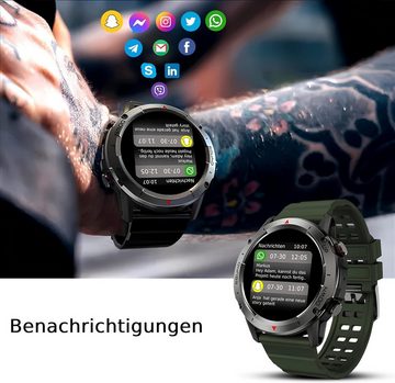 Deunis Smartwatch (1,39 Zoll, Android iOS), Telefonfunktion Schlafmonitor Schrittzähler Fitness Sportuhr Herren