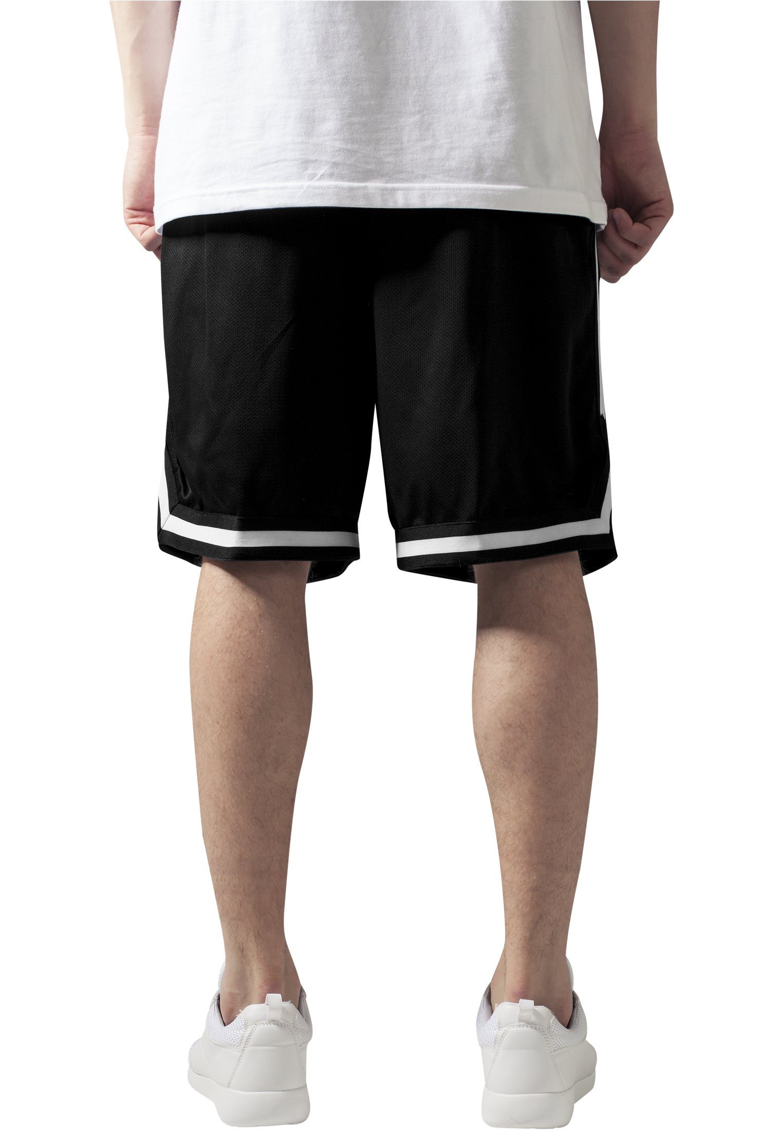 URBAN CLASSICS Stoffhose Herren (1-tlg) Mesh black/white Shorts Stripes