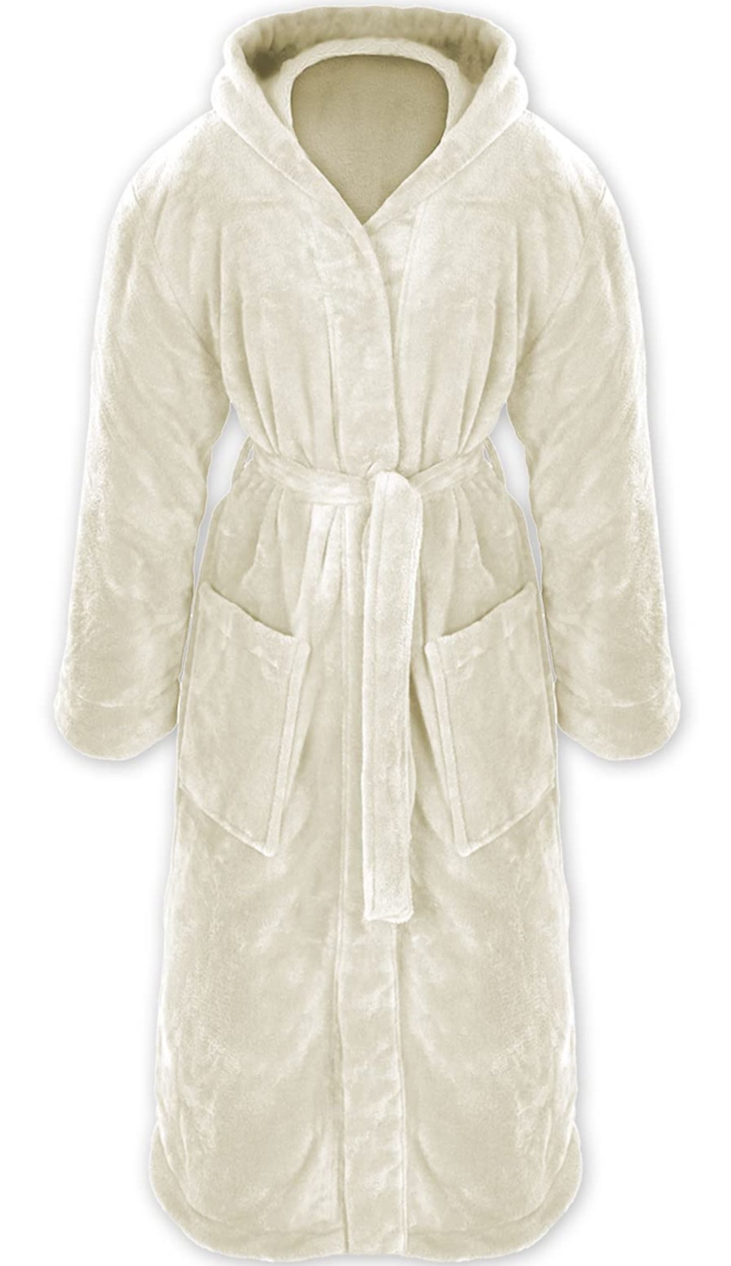 Gräfenstayn Unisex-Bademantel Bademantel Kapuze Flanell Fleece, S Creme, wa günstig online kaufen