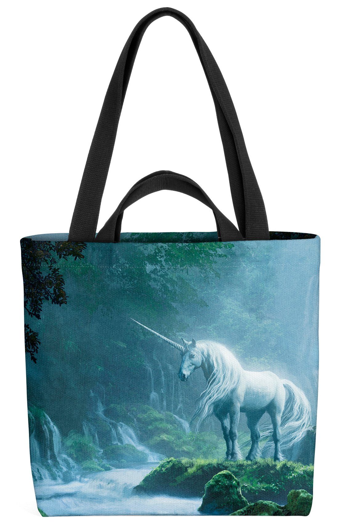 VOID Henkeltasche (1-tlg), Einhorn Magie Wald Pferd einhorn fantasy märchen magisch nacht flüssc