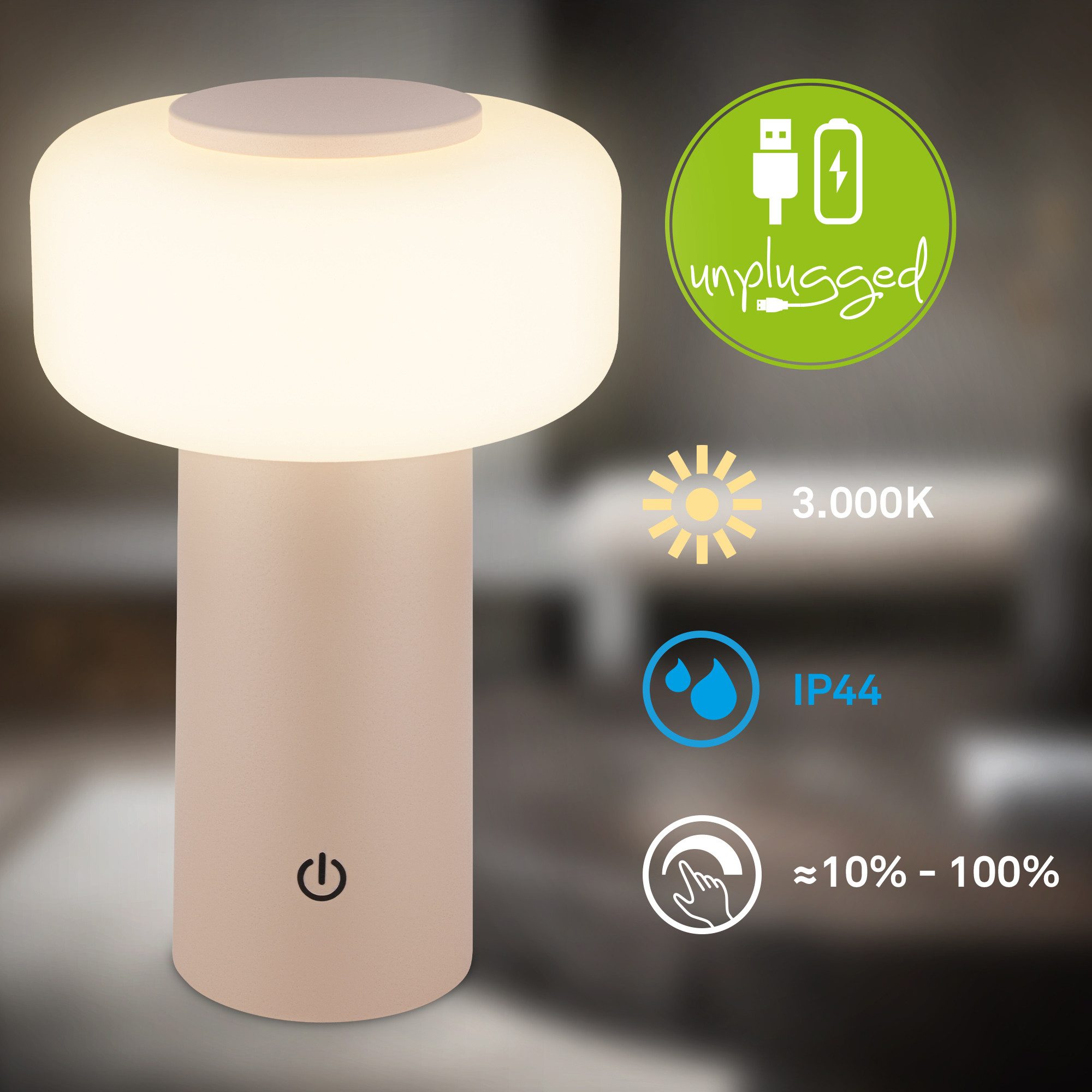 Briloner Leuchten LED Tischleuchte JUNA Tischlampe Akku kabellos dimmbar Te günstig online kaufen