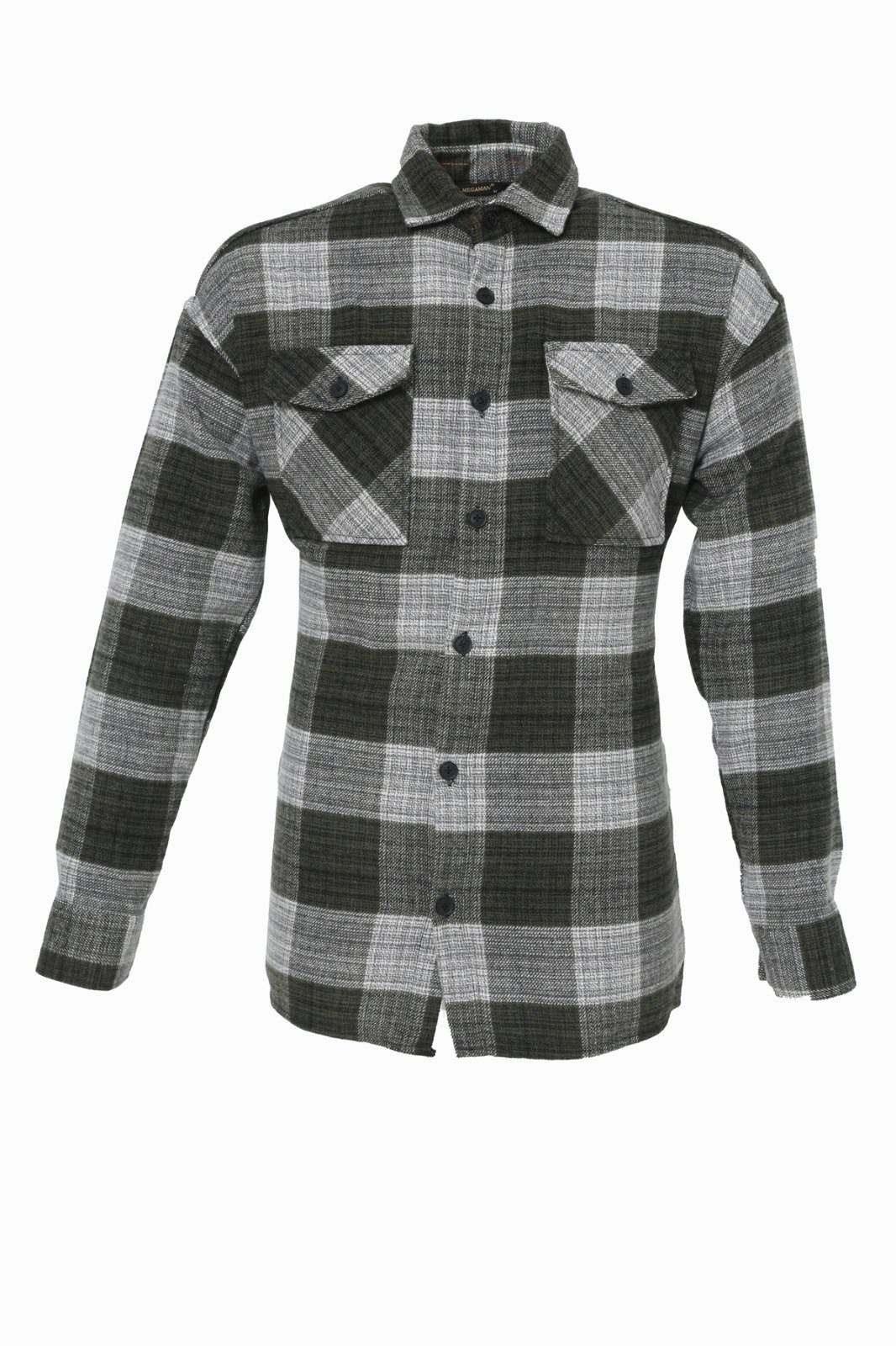 Megaman Jeans Flanellhemd Flanellhemd H-263 Flanellhemd Kariert Hemd Holzfällerhemd Herren