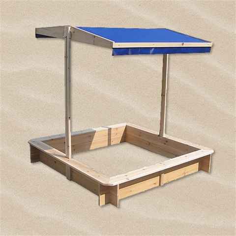 Mucola Sandkasten Sandkiste 120x120 Holz mit verstellbaren Dach Sandbox Sandkasten, (Stück), Mit verstellbarem Sonnendach