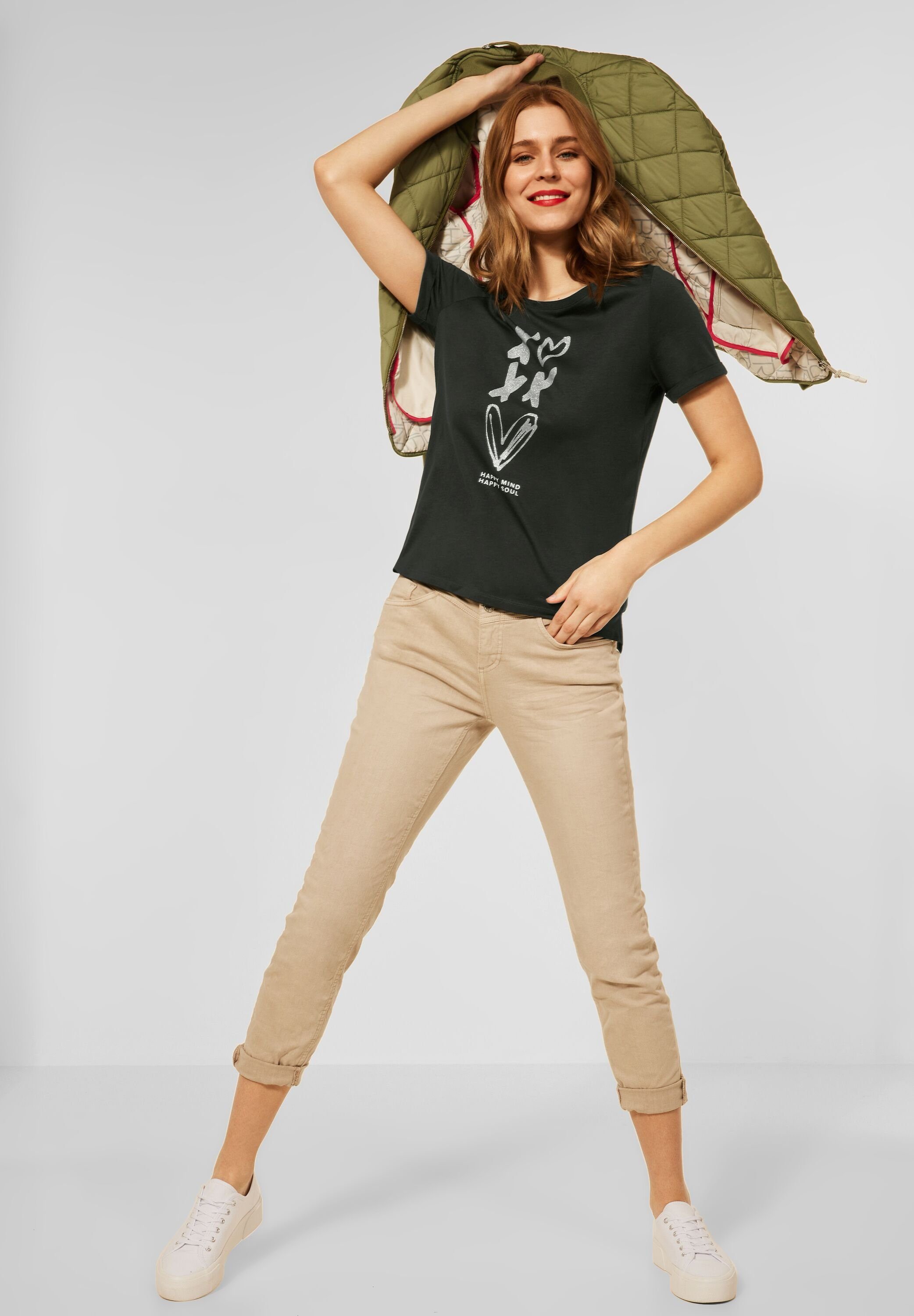 STREET ONE und bassy olive Print Wording mit T-Shirt