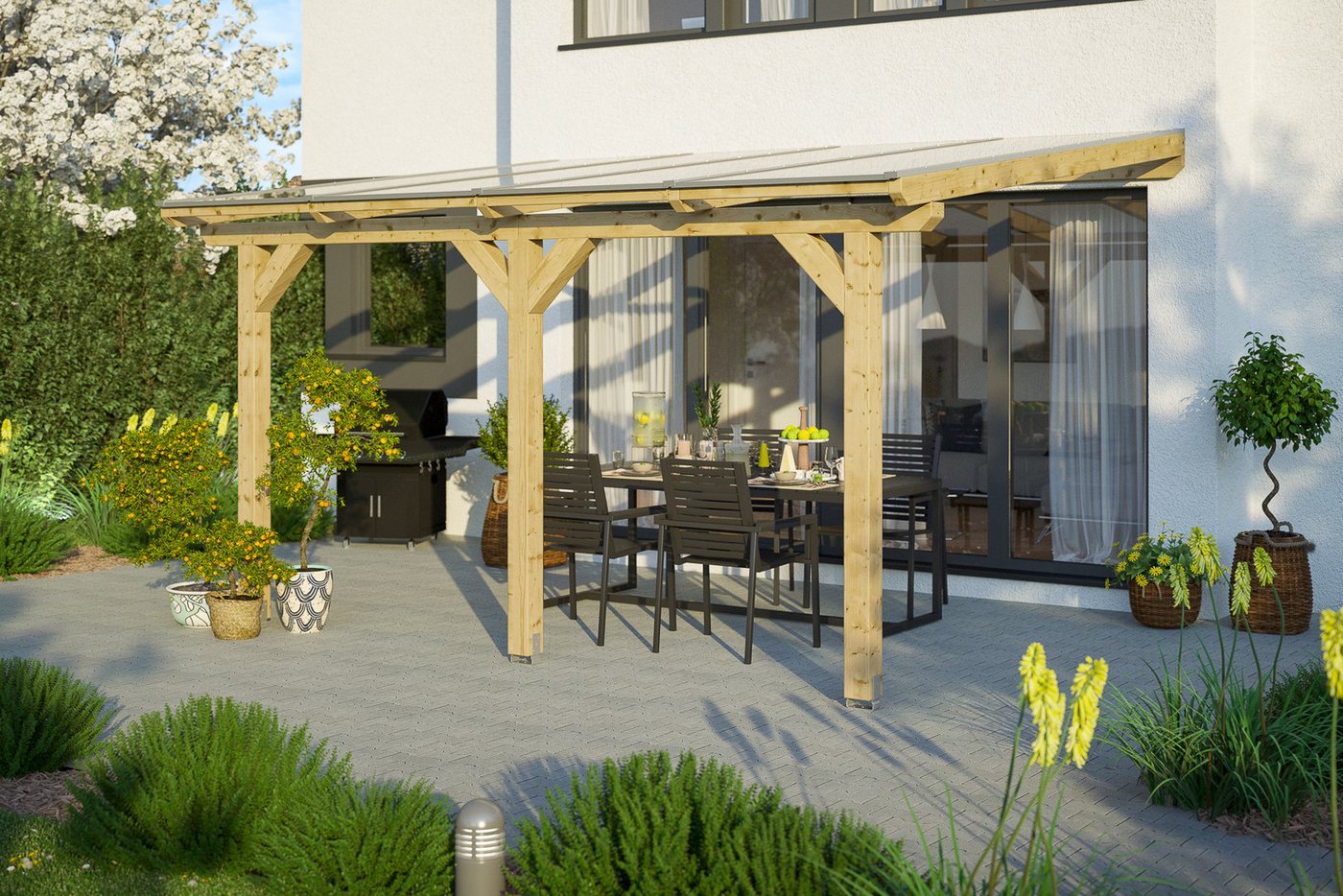Thumbnail - Skanholz Terrassendach Andria, BxT: 434x250 cm, Bedachung Doppelstegplatten, Leimholz
