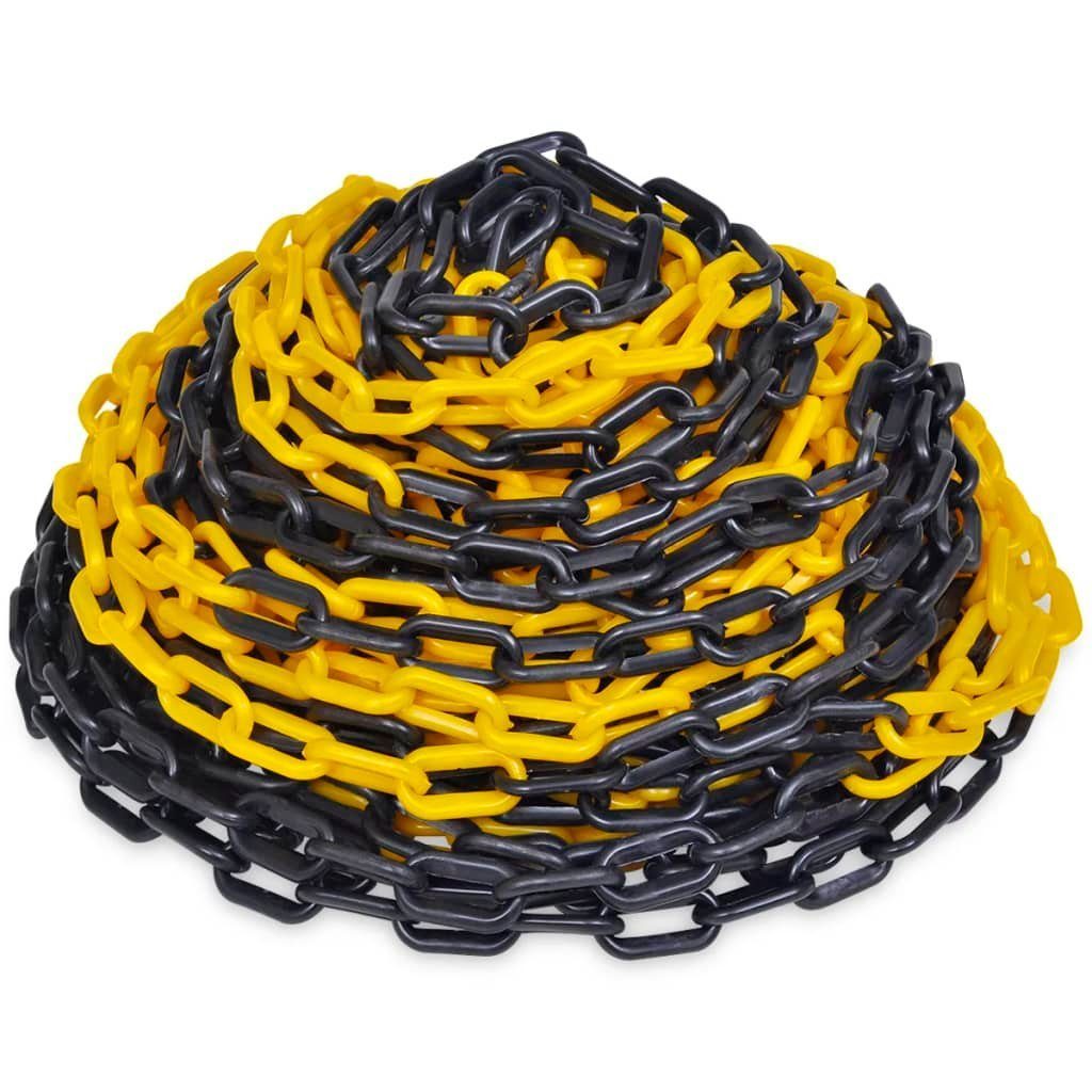 vidaXL Absperrpfosten 30 m Kunststoff Absperrkette gelb-schwarz Gelb und Schwarz