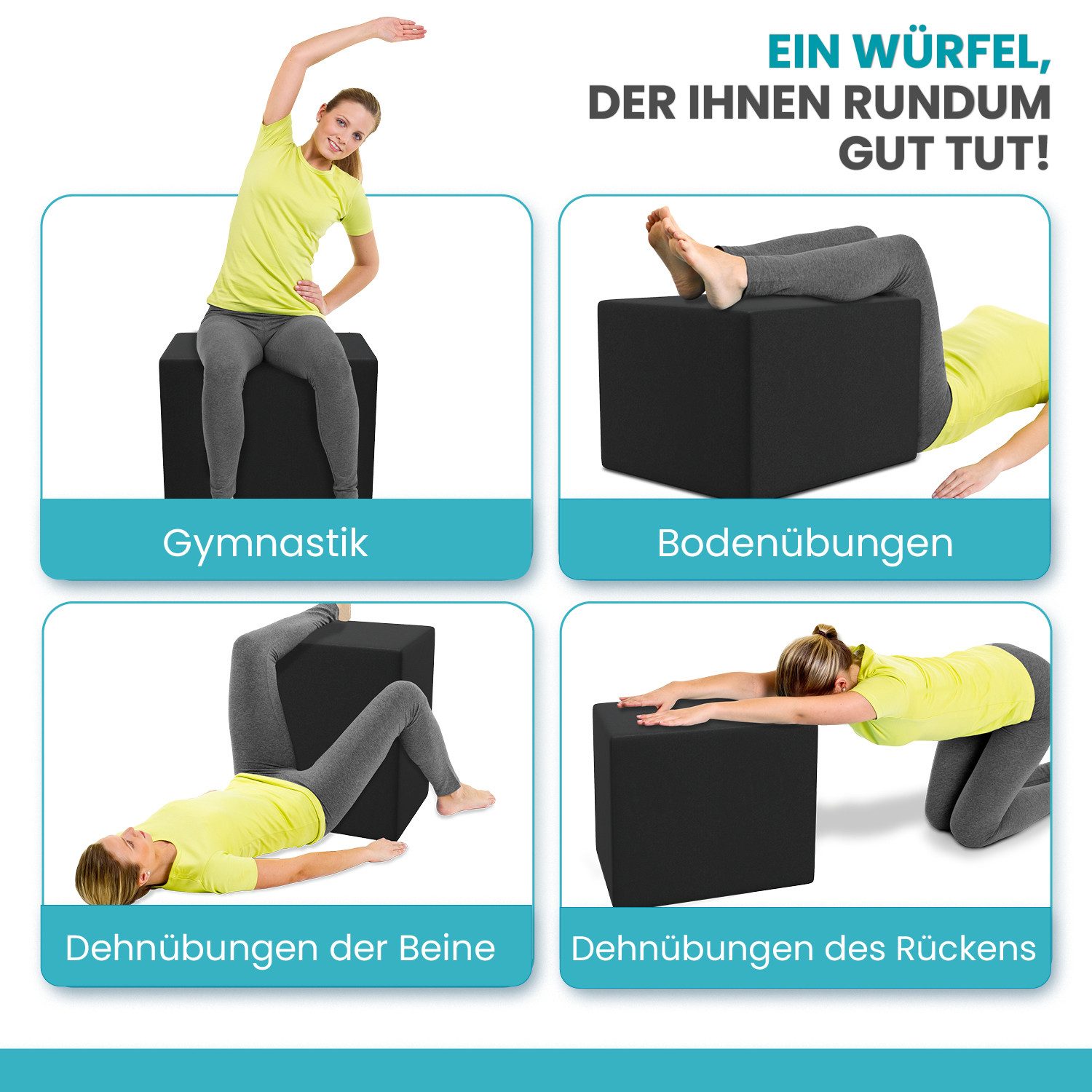 ELONEO Lagerungskissen Stufenlagerungswürfel, Stufenbett mit Bezug, 40x50x50cm