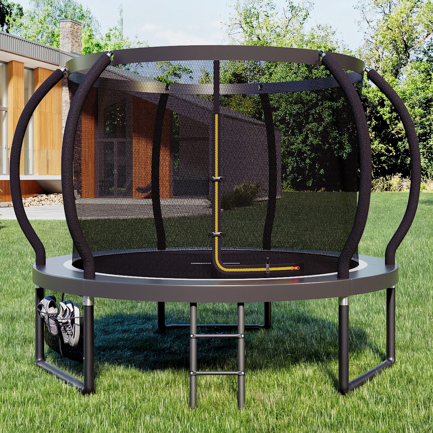 HOMALL Gartentrampolin Kindertrampolin Ø305/366, Gewicht 150kg, Ø 228 cm, (228 cm, Ø 228/305/366/427 cm, mit Sicherheitsnetz und Leiter, 360° Schutzgitter)