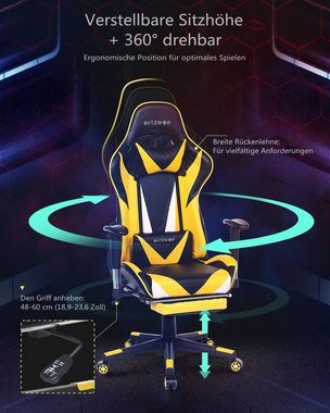 BLiTZWOLF Gaming-Stuhl »BW-GC2« (Racing Stuhl Bürostuhl Ergonomischer Stuhl), mit Kopfstütze Lendenstütze, Höhenverstellbar, einstellbarer