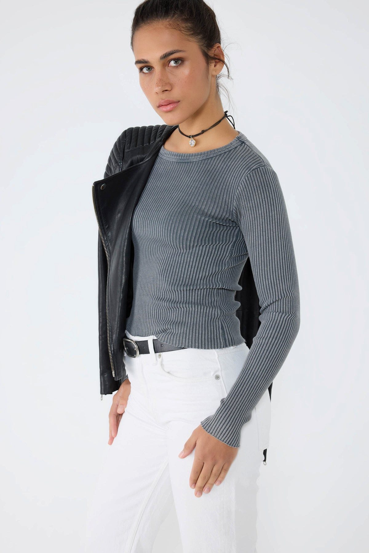 No Matter What T-Shirt Langärmliges T-Shirt mit Acid-Wash günstig online kaufen