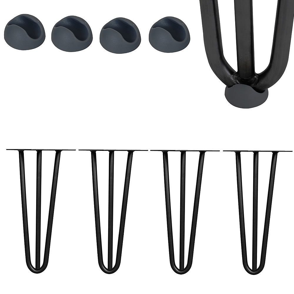 Mucola Tischbein Tischbeine 4er-Set Hairpin Haarnadelbeine Tischgestell Tischkufen, Hohe Festigkeit Schwarz