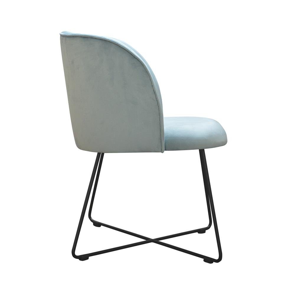 Sitz Stuhl Warte Stühle Praxis Design Stuhl, Stoff Polster JVmoebel Hellblau Zimmer Textil Kanzlei Ess