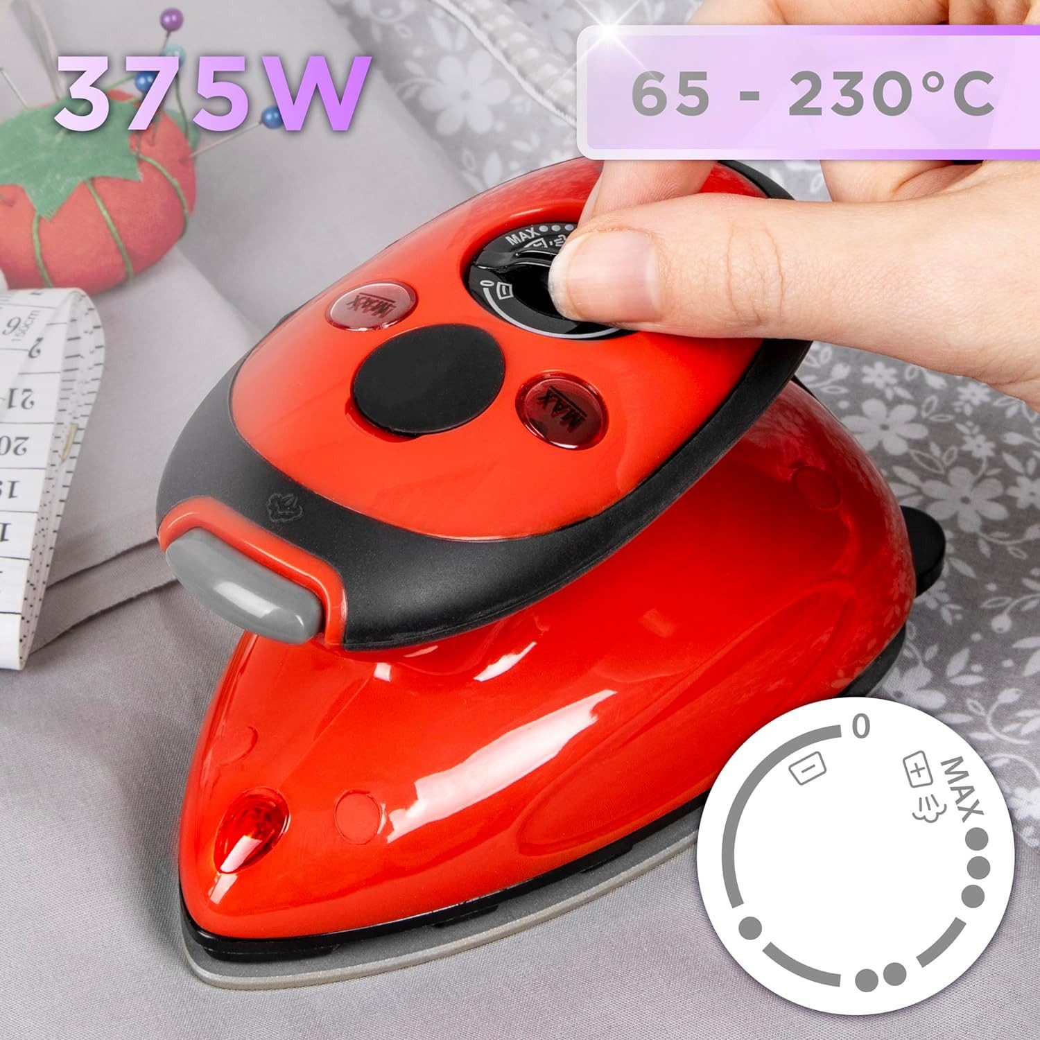Duronic Reise-Dampfbügeleisen SI2 RD Reisebügeleisen, 375 W Minibügeleisen, Bügeleisen für Hobby