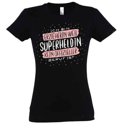 Youth Designz T-Shirt Beste Erzieherin Superheldin Damen Shirt mit trendigem Spruch Print