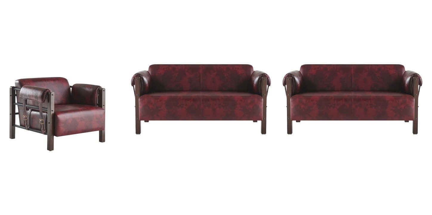 Xlmoebel Polstergarnitur Modernes 2-Sitzer Sofa-Set aus Leder mit Holzdetails, (Sofa-Set, 3-tlg., 2x 2-Sitzer + Sessel), Made in Europa